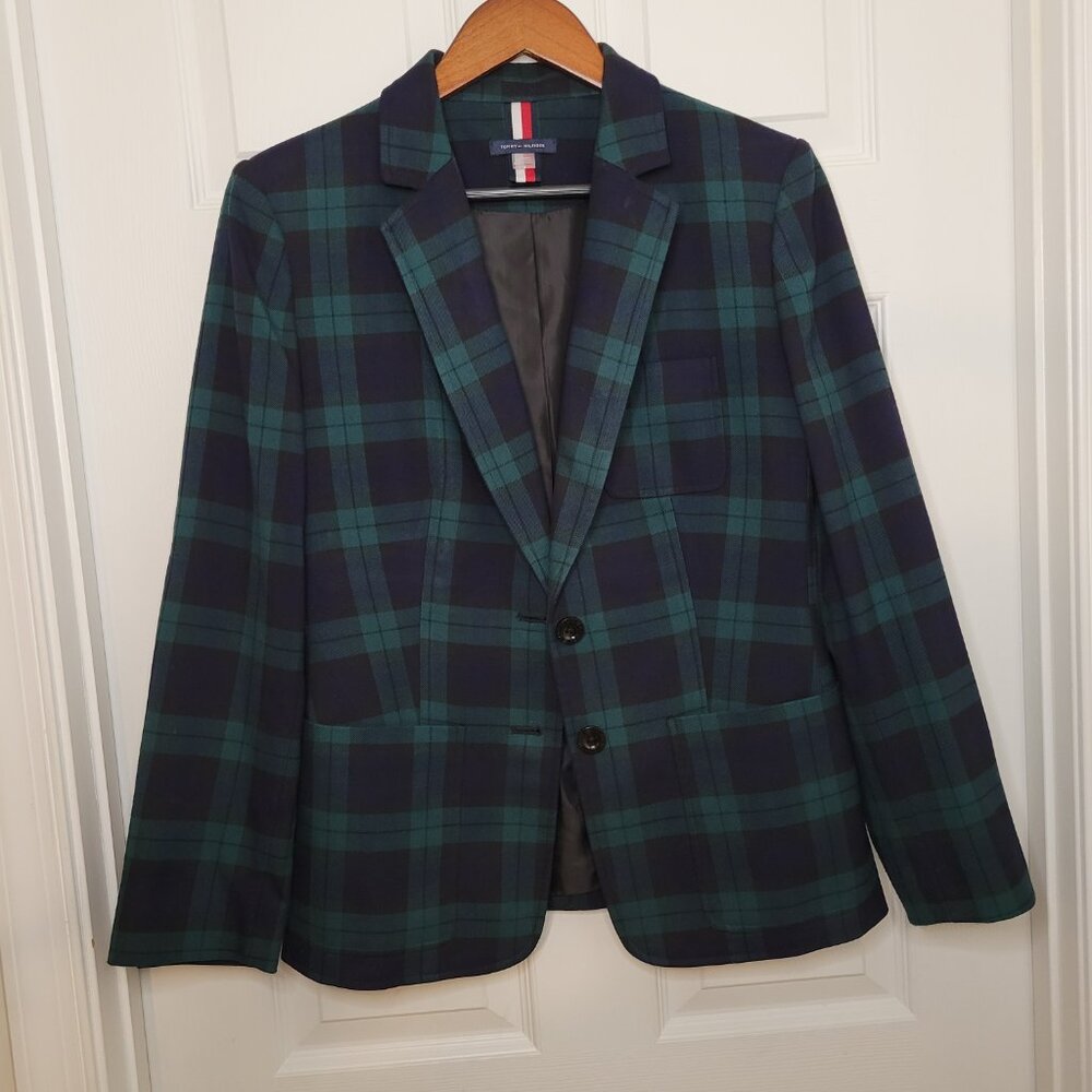 Tommy Hilfiger Plaid Blazer Sz 10 Boss Lady Vibe - Picture 14 of 14